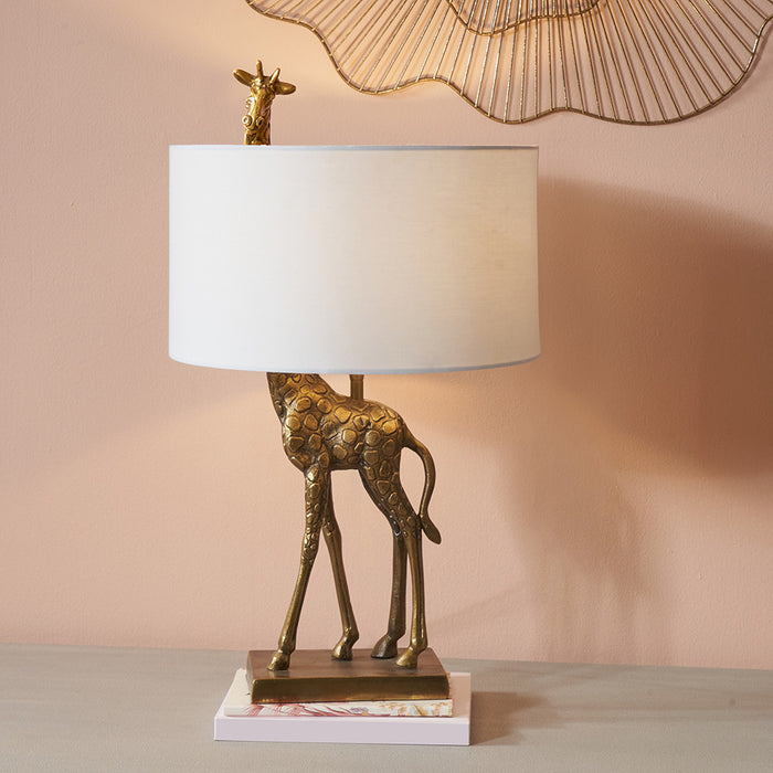 Savanna Antique Brass Metal Giraffe Table Lamp