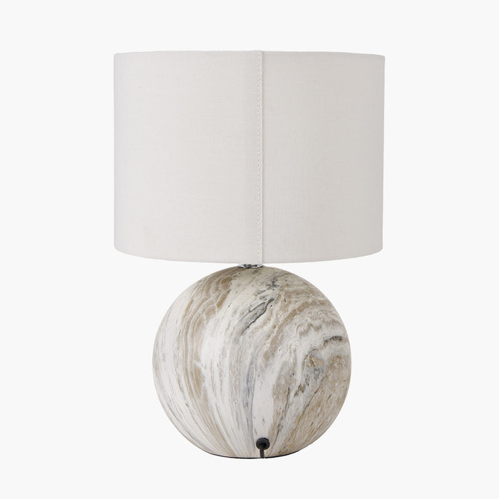 Grey Stone Effect Ceramic Table Lamp with Off White Shade - 37cm ( Due Back In 15/01/25 )