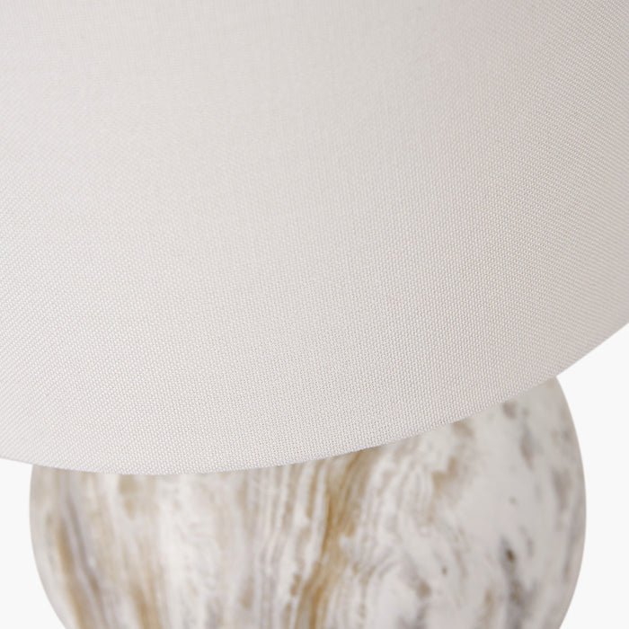 Grey Stone Effect Ceramic Table Lamp with Off White Shade - 37cm ( Due Back In 15/01/25 )