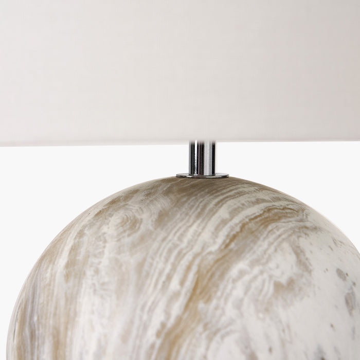 Grey Stone Effect Ceramic Table Lamp with Off White Shade - 37cm ( Due Back In 15/01/25 )