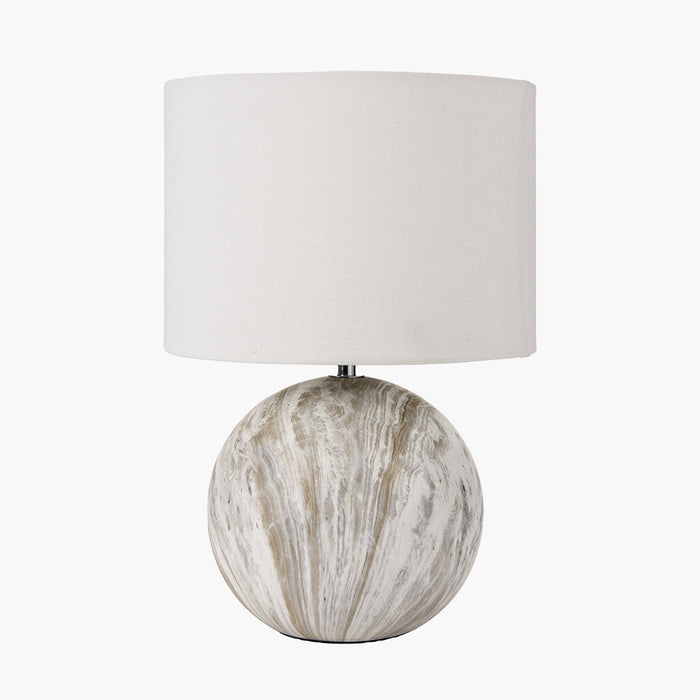 Grey Stone Effect Ceramic Table Lamp with Off White Shade - 37cm ( Due Back In 15/01/25 )