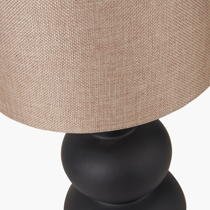 Black Curved Bottle Ceramic Table Lamp with Beige Shade - 51cm