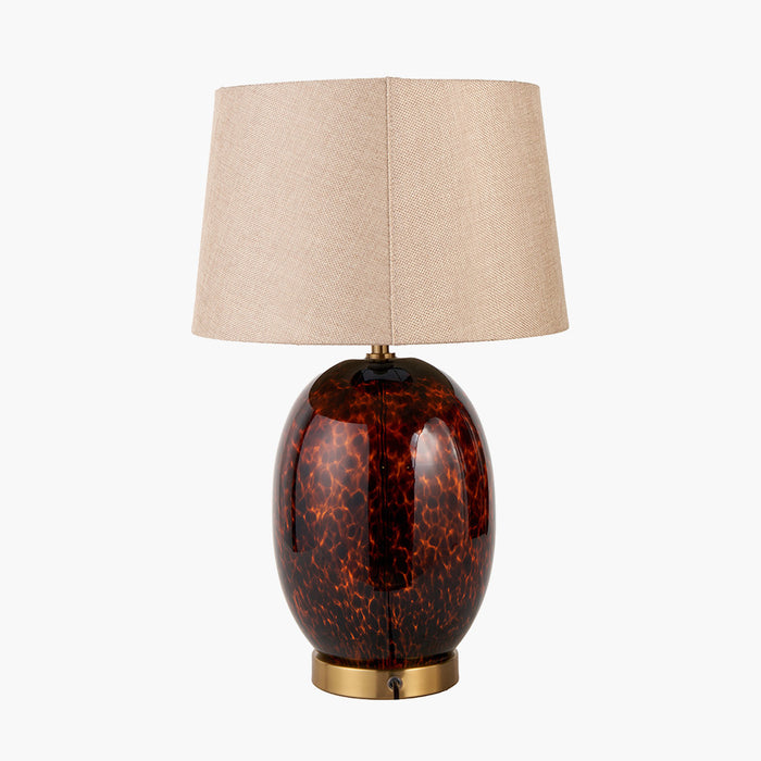 Tortoiseshell Glass Tall Table Lamp with Beige Shade - 52cm (Due Back In 20/12/24)