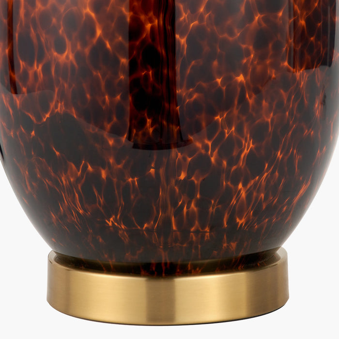 Tortoiseshell Glass Tall Table Lamp with Beige Shade - 52cm (Due Back In 20/12/24)