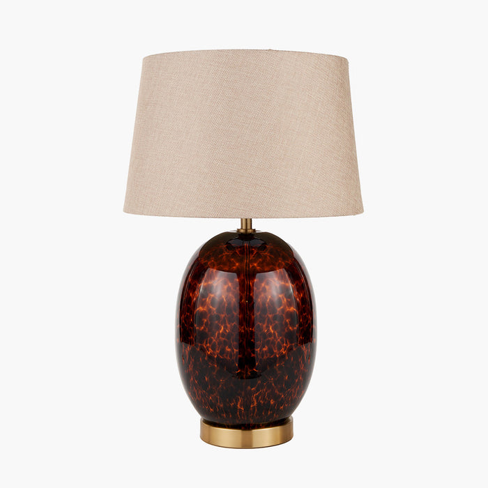 Tortoiseshell Glass Tall Table Lamp with Beige Shade - 52cm (Due Back In 20/12/24)