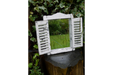 Small Distressed White Shutter Garden Mirror - 40 x 30cm - Decor Interiors