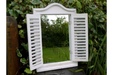 Indoor / Outdoor White Wooden Shutter Garden Mirror - 60 x 40 cm - Decor Interiors