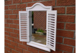 Indoor / Outdoor White Wooden Shutter Garden Mirror - 60 x 40 cm - Decor Interiors