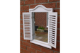 Indoor / Outdoor White Wooden Shutter Garden Mirror - 60 x 40 cm - Decor Interiors