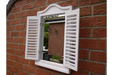 Indoor / Outdoor White Wooden Shutter Garden Mirror - 60 x 40 cm - Decor Interiors