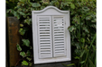 Indoor / Outdoor White Wooden Shutter Garden Mirror - 60 x 40 cm - Decor Interiors