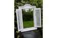 Indoor / Outdoor White Wooden Shutter Garden Mirror - 60 x 40 cm - Decor Interiors