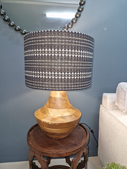 Modern Mango Wood Table Lamp with Handwoven Shade