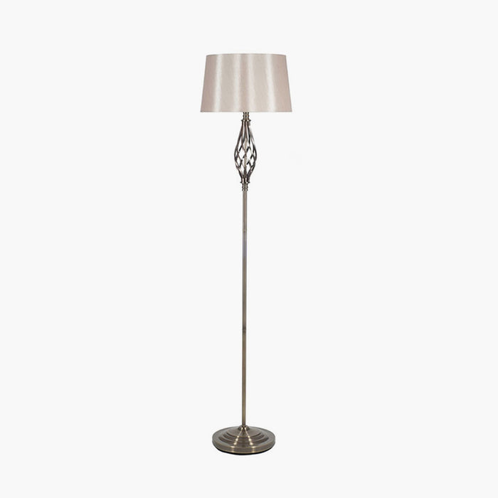 Jenna Antique Brass Metal Twist Detail Floor Lamp