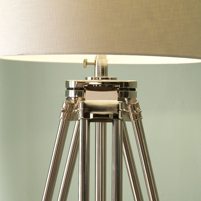 Port Nickel & Wood Tripod Floor Lamp Base