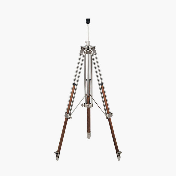 Port Nickel & Wood Tripod Floor Lamp Base