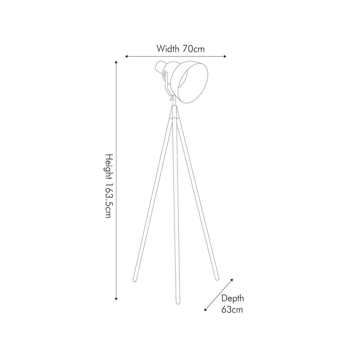 Larkin Grey Metal and Natural Wood Tripod Floor Film Light