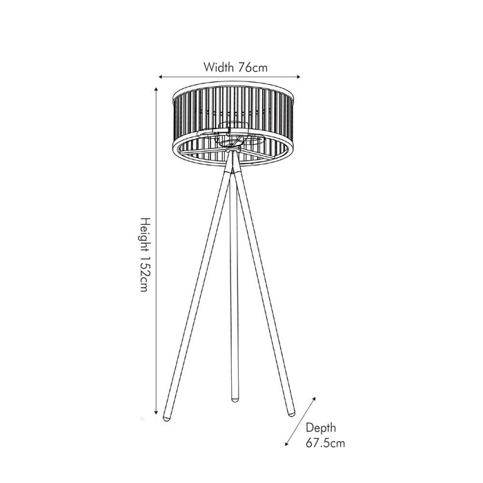 Rabanne Antique Wood Slat Tripod Floor Lamp