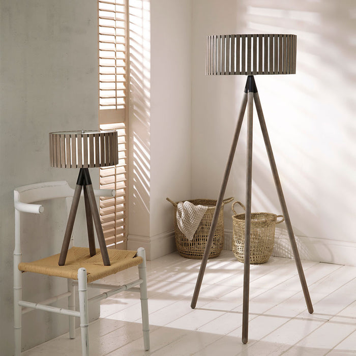 Rabanne Antique Wood Slat Tripod Floor Lamp