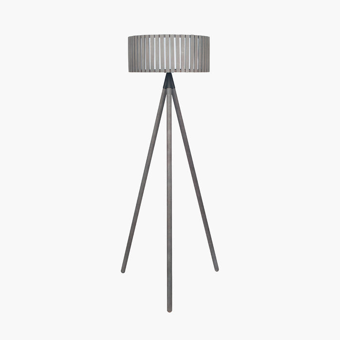 Rabanne Antique Wood Slat Tripod Floor Lamp