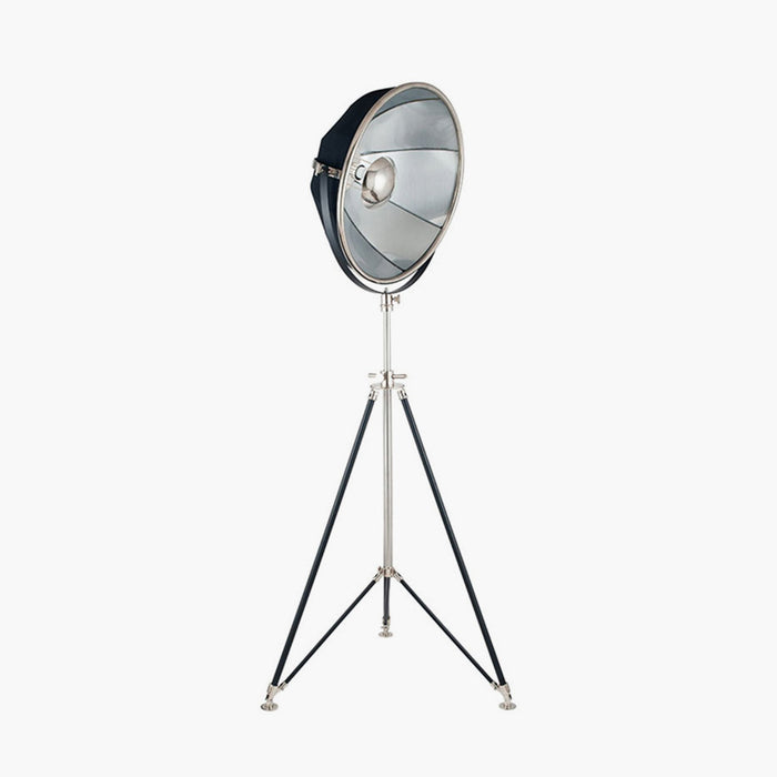 Elstree Black and Silver Metal Tripod Floor Lamp