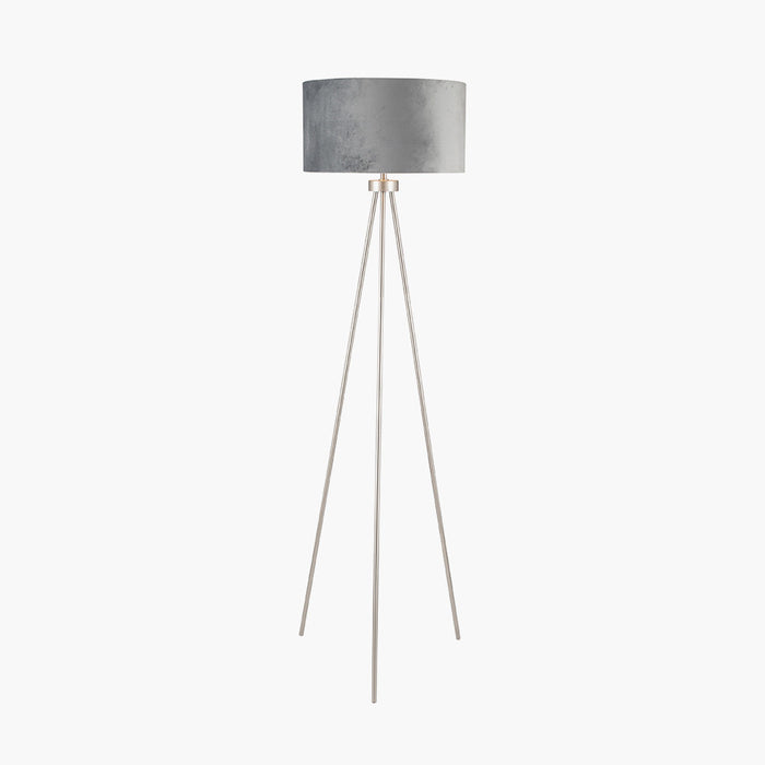 Houston Brushed Silver Tripod Floor Lamp