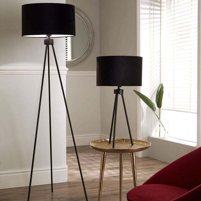 Houston Matt Black Tripod Floor Lamp