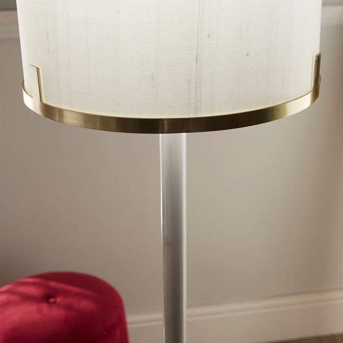 Luxurious Champagne Gold Floor Lamp with Marble Effect Accents