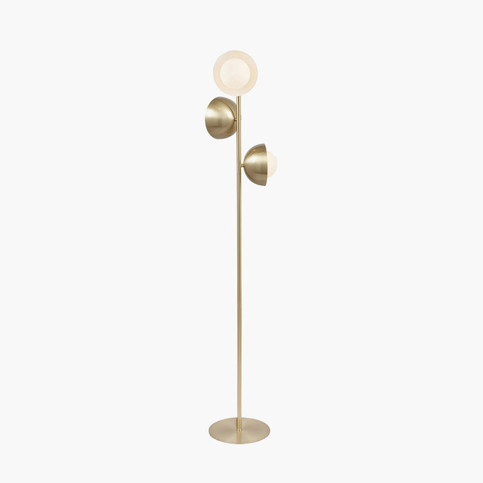 Estelle Brushed Brass Metal and White Orb Dome Floor Lamp (Due Back in 06/12/24)