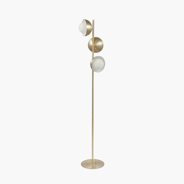 Estelle Brushed Brass Metal and White Orb Dome Floor Lamp (Due Back in 06/12/24)