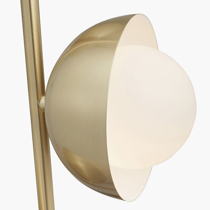 Estelle Brushed Brass Metal and White Orb Dome Floor Lamp (Due Back in 06/12/24)