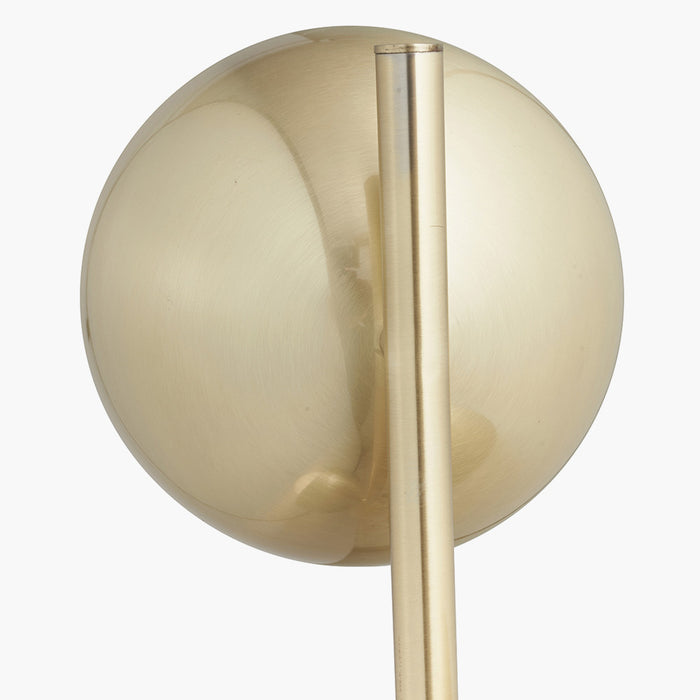 Estelle Brushed Brass Metal and White Orb Dome Floor Lamp