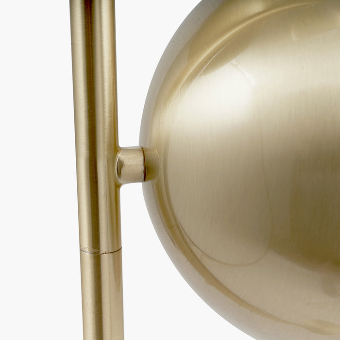 Estelle Brushed Brass Metal and White Orb Dome Floor Lamp