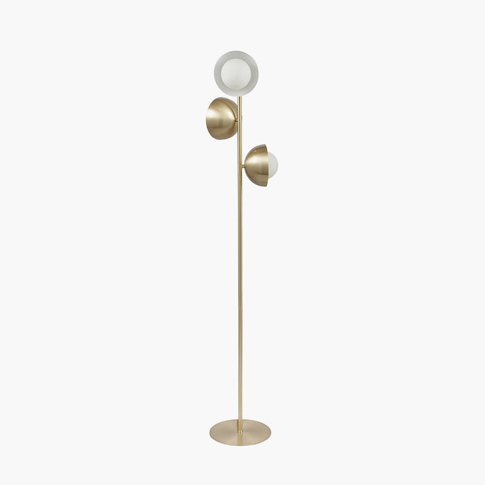 Estelle Brushed Brass Metal and White Orb Dome Floor Lamp (Due Back in 06/12/24)