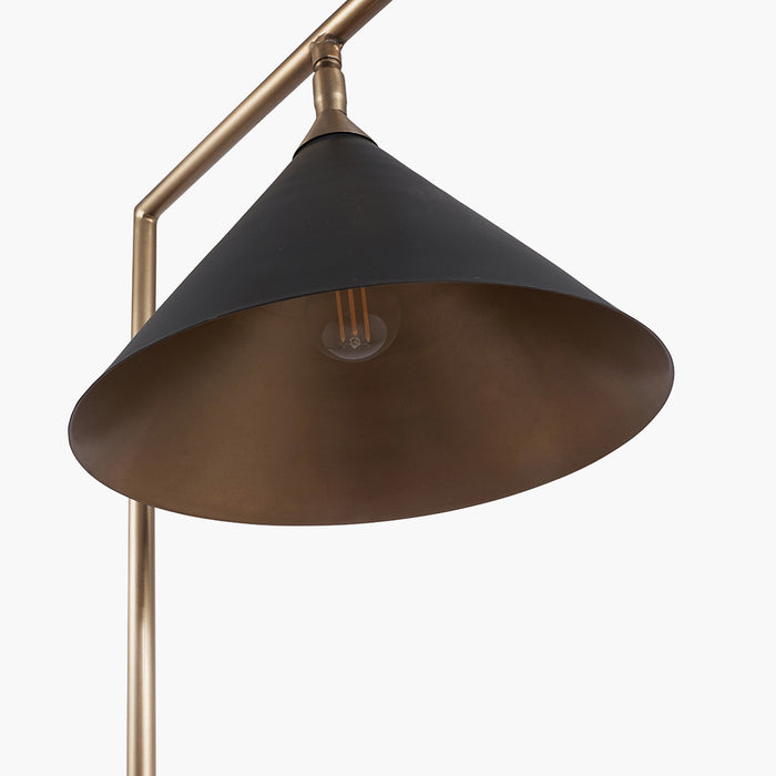 Zeta Matt Black and Antique Brass Floor Lamp