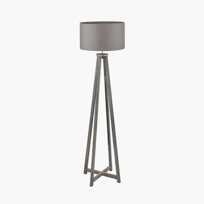 Whitby Grey Wash Wood Tapered 4 Post Floor Lamp (Due Back 16/11/24)