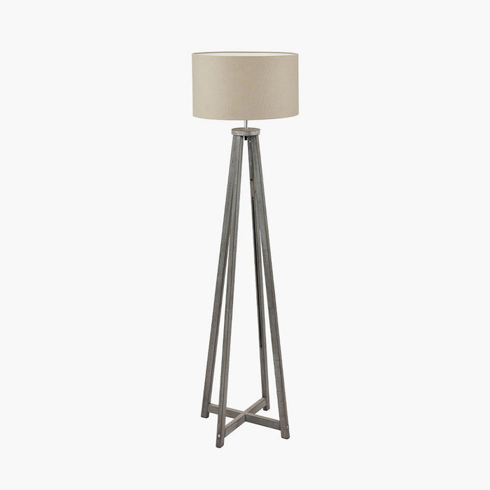 Whitby Grey Wash Wood Tapered 4 Post Floor Lamp (Due Back 16/11/24)