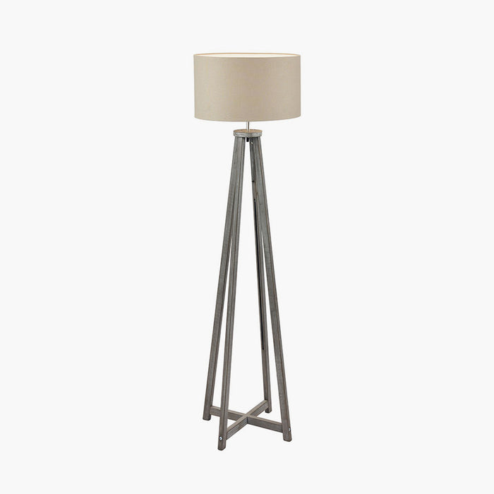 Whitby Grey Wash Wood Tapered 4 Post Floor Lamp (Due Back 16/11/24)