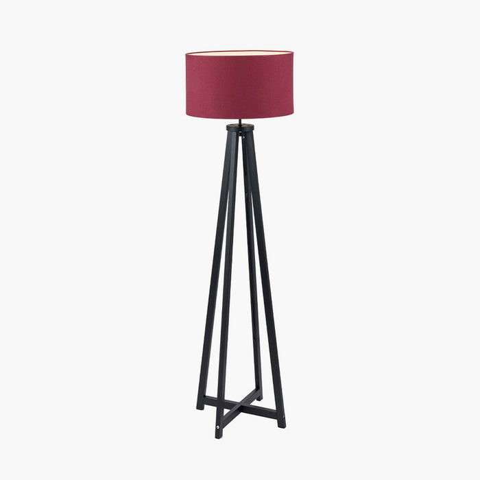 Whitby Matt Black Wood Tapered 4 Post Floor Lamp (Due Back in 16/11/24)