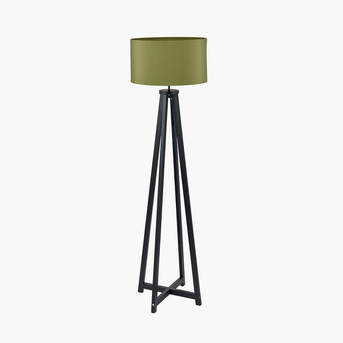 Whitby Matt Black Wood Tapered 4 Post Floor Lamp (Due Back in 16/11/24)