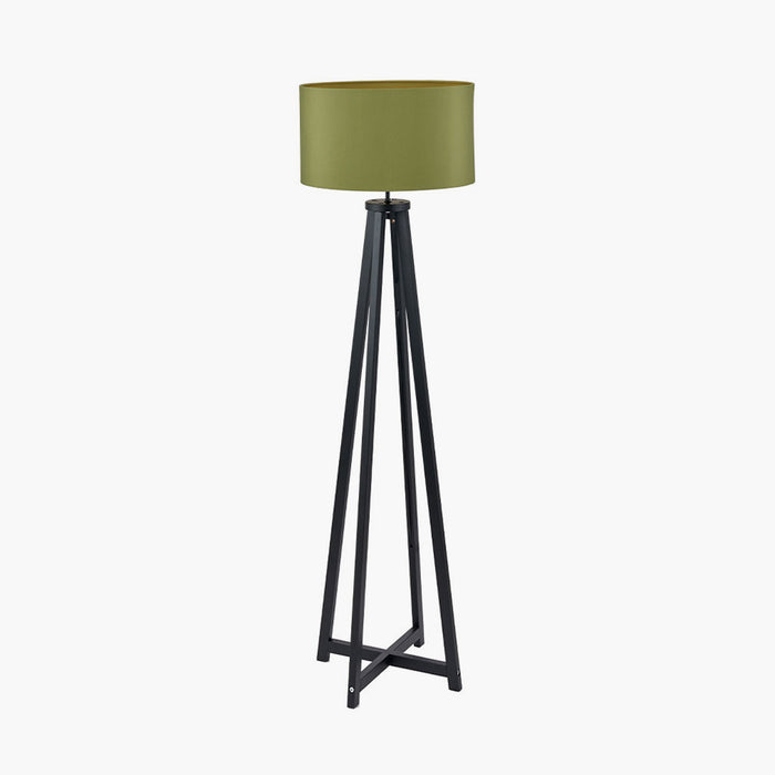 Whitby Matt Black Wood Tapered 4 Post Floor Lamp (Due Back in 16/11/24)