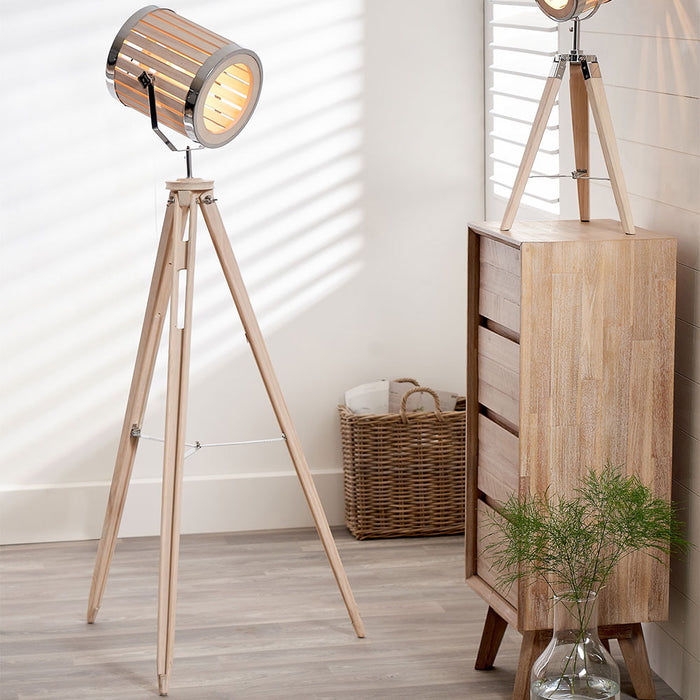 Staithes Natural and Silver Marine Tripod Floor Lamp