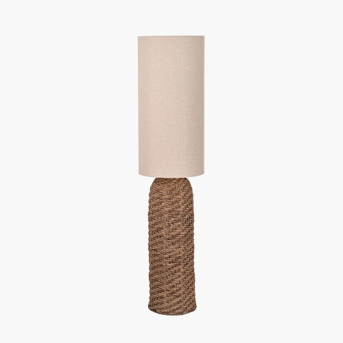 Andros Brown Woven Seagrass Floor Lamp, Cream Shade- 124cm ( Due Back In 11/11/2024 )