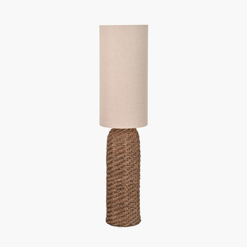 Andros Brown Woven Seagrass Floor Lamp, Cream Shade- 124cm ( Due Back In 11/11/2024 )