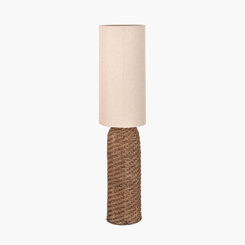 Andros Brown Woven Seagrass Floor Lamp, Cream Shade- 124cm ( Due Back In 11/11/2024 )