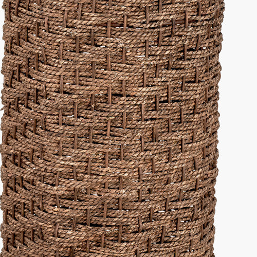 Andros Brown Woven Seagrass Floor Lamp, Cream Shade- 124cm ( Due Back In 11/11/2024 )