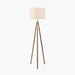 Vali Gold Metal and Brown Wood Grain Tripod Floor Lamp with Natural Lampshade - 158cm