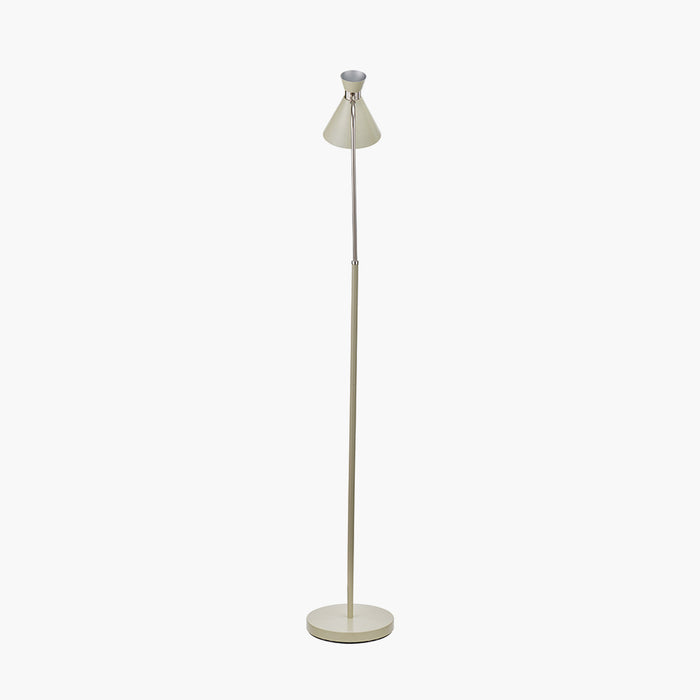 Benedict Sage & Brushed Silver Metal Floor Lamp with Funnel Lampshade