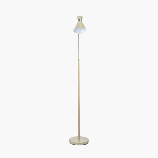 Benedict Sage and Brushed Silver Metal Floor Lamp with Funnel Lampshade - 161cm