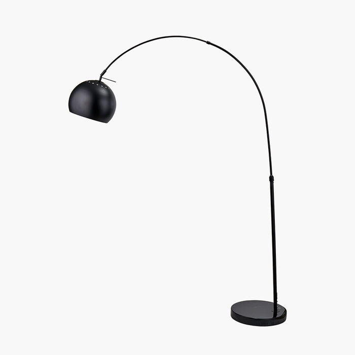 Feliciani Matt Black Metal & Black Marble Floor Lamp - 175cm